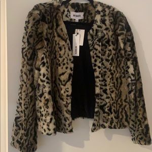 Animal print faux fur jacket